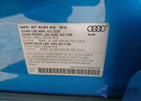 2016 Audi Q3 2.0T Premium Plus from USA, damaged, VIN WA1EFCFS7GR002729